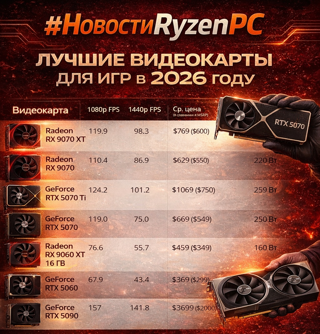 Лучшие видеокарты для игр в 2026 году